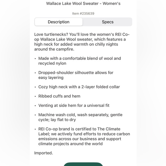 REI Co-Op Wallace Lake Wool Sweater - Women’s 1X in Deep Carmine - Picture 6 of 6